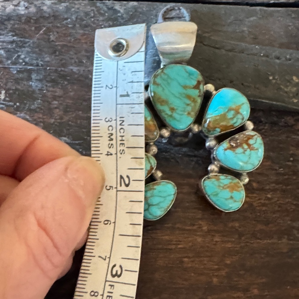 Sterling Silver & Turquoise Naja Pendant by Robert Shakey - Picture 2 of 4